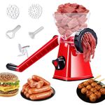 Manual Meat Grinder, 6-in-1 Sausage Filling Machine with Heavy Duty Powerful Suction Base, Versatile Meat Mincer for Beef, Mince, Vegetables, Noodles