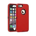 Case for iPhone 6/6s,[Heavy Duty] 3 in 1 Built-in Screen Protector Cover Dust-Proof Shockproof Drop-Proof Scratch-Resistant Shell Case for Apple iPhone 6/6s, 4.7 inch, Red&Black