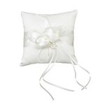 Lovely Ivory Bud Flower Wedding Ring Pillow 6 inch x 6 inch