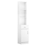 mefeir Beauty Salon Storage Hair Stylist Equipment Salon Barber Cabinet with 5 Compartments 1 Drawer, 1 Door (White)