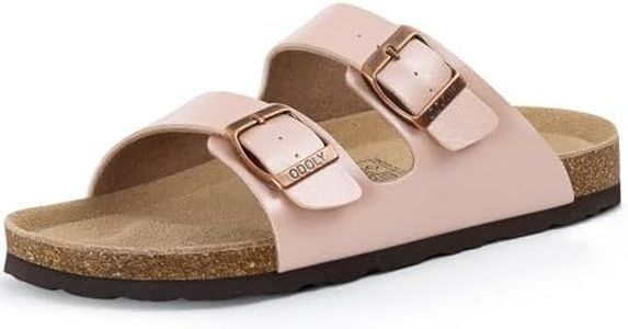 ODOLY Unisex Cork Footbed Slide Sandal, Arch Support Summer Outdoor Sandals with Adjustable Buckle for Women and Men,Rose Gold 36(5-6 Women/3.5-4.5 Men)