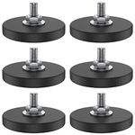 6Pcs Magnet Base 4.3cm Round Neodymium Mounting Magnet with M6 Male Thread Stud Nuts,Non-Slip Rubber Coated Anti-Scratch Magnet for Lighting Bar Camera Cabinet Blackboard Refrigerator