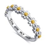 Ladytree Sterling Silver You Are My Sunshine Daisy Ring, Sterling Silver, Cubic Zirconia