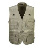 THE STYLE SUTRA Men's Utility Multi Pocket Zip Hunting Fishing Travel Outdoor Vest Khaki XXL