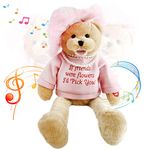 Houwsbaby Musical Teddy Bear with Pearl Sings ?That?s What Friends are for? Interactive Stuffed Animal Shaking Head Animated Plush Toy Gift for Kids Girls Boys Babies Valentine's Day, 20'' (Pink)