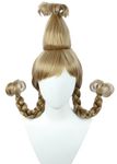 Linfairy Christmas Girl Wig with Wire Braids Halloween Cosplay Costume Wig for Women