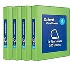 Oxford 3 Ring Binders, 1" D Rings, Holds 240 Sheets, ClearVue Presentation Binder, Green, 4PK (29501)