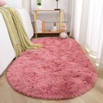 Terrug Fluffy Area Rug for Bedroom Living Room,Soft Oval Girls and Boys Rugs for Kids Room Baby Nursery,Dirty Pink Carpet for Dorm Teen's Room-Home Decor Shaggy Plush Throw Rug 2.6 x 5.3 Ft Dirty Pink