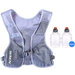 AONIJIE Men Women Light Running Vest Pack Reflective Breathable Hydration Backpack Hiking Camping Marathon Cycling Race (Gray- with 2 pcs 250ml Bottles)