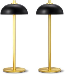 Rechargeable Cordless Table Lamp 2 Pack - 5000mAh Battery Powered Lamp, 3 Color Stepless Dimming LED Table Light with Memory Function, for outdoor, Dinner, Patio, Home, Restaurant.(Black and Gold)