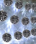 AceList Disco Ball Decor 20 LED 9.8Ft Disco Ball String Light - Battery Powered and USB Plug, Black Disco Ball Light for Halloween Birthday Party Decorations Haunted House Decorations