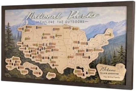 Lemap US National Parks Wooden Travel Map & Visit Tracker – Landscape Edition (Mountain, Size XL: 27 x 17 inch)