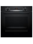 Bosch, Series 4, HQA534BB3B, 60cm Built-in Single Oven with Added Steam function and Hotair Steam, Red LED display, 3D Hotair and Eco Clean Direct in Black