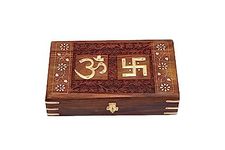 Woodiva Beautiful Handmade Sheesham Wooden Storage Box - Hand Carved Jewelry Box & Decorative Gift OM Box ((10X6X2.5)Inches)