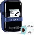 CLABEL Label Maker Machine 230B Bluetooth Thermal Label Printer 2 Inch Barcode Portable Printer for Small Business Home Office with 1 Roll 40x30mm Label (Blue)