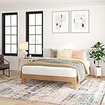 Taylor & Logan Amalia Solid Wooden Platform Bed with Wooden Support Slats in a Natural Pine Finish - Queen