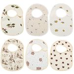 Baby Bibs for Boys & Girls, Organic Muslin Cotton Drool Bibs, Soft Lap-shoulder Bibs w/Snaps, Sweet Baby Essentials Gifts for Unisex Newborn, 6 Pack