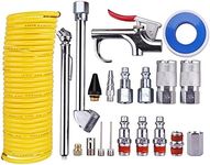 WYNNsky Air Compressor Accessory Kit, 1/4" NPT Air Tool Kit w/1/4"x25Ft Coil Nylon Hose /Blow Gun/ Tire Gauge - 20 Piece