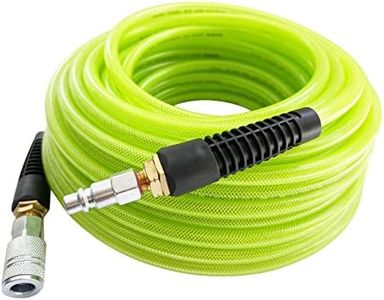SANFU Polyurethane(PU) Reinforced 3/8”ID x 100ft Air Hose, 300PSI Wear Resistant with 3/8” Reassembled Industrial High Flow Quick Coupler and Plug, Bend Restrictor, Green(100’)