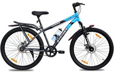 Unisex Tata Stryder Harris Mountain Bike Sports Cycle In 26" Wheel Size With Dual Disc Brake With Integrated Carrier With Water Decals Stickers For 13+ Age Group, Multicolor