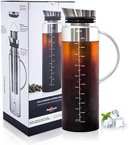 Aquach Cold Brew Coffee Iced Tea Maker & Fruit Pitcher - Large Capacity 68 Ounces - with Durable Glass Carafe/Fine Mesh Steel Infuser/Airtight Lid