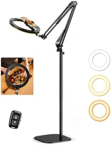 Newest Ring Light with Stand Overhead Phone Mount Holder, Evershop 10” Ring Light Tripod for iPhone, Selfie Light Phone Camera Stand for Video Recording,Photography, Streaming, Vlog, TikTok,YouTube