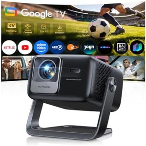 Smart Beamer【Google TV & 30W Lautsprecher】Beamer 4K Heimkino Unterstützt Autofokus/6D Trapezkorrektur, HDR10, WiFi Bluetooth FULL HD 1080P LED Projector 360° Drehständer Outdoor Projektor 4K für HDMI