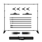 NEEWER Backdrop Stand Heavy Duty with Widened Bases, 10x8ft Background Stand with 4 Crossbars, 2 Telescopic Poles, 4 Spring Clips, and Carrying Bag for Photoshoot Studio Party Wedding, NK-ST300