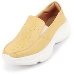 FAUSTO FST 1344 YELLOW-40 Women's Yellow Printed Stitched Comfort Slip On Sneaker Shoes (7 UK)