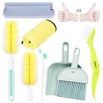 UNMOT Pet Cage Cleaner Set 7pack for Rabbit Cages Guinea Pig Hamster Cat Ferret Birds Parrot Chinchilla for Small Animals Pet Playpen Bedding Cleaning Brush Dustpan and Broom Foam Sponge…