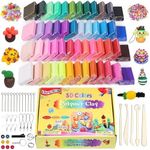 ifergoo Polymer Clay, Modeling Clay for Kids DIY Starter Kits, 50 Color Oven Baked Model Clay, Non-Toxic, Non-Sticky, with Sculpting Tools, Ideal Gift for Boys, Girls and Artists