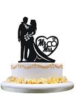 Wedding Cake Topper Silhouette Bride and Groom with "Mr & Mrs"