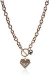 GUESS Women's Toggle Logo Charm Necklace, Rose Gold, One Size, One Size, Glass