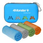 4Monster Cooling Towels for Neck and Face, 4 Pack Cooling Towels for Hot Weather (100x30cm), Soft Breathable Chilly Towels, Ice Towels for Golf, Gym, Yoga, Sports, Camping, Running, Cycling, 4colors