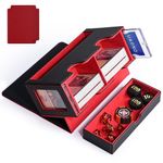 UAONO MTG Deck Box with 2 Commander Display and Dice Tray-Patented Design, Double Deck Box for 320+ Single Sleeved Cards, Leather Magnetic Card Storage Box Fits for TCG CCG Magic Cards (Black&Red)