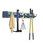 BELLE VOUS Garden Tool Storage Rack - Heavy-Duty Plastic, 6 Hooks - Blue - 41.5cm L x 9cm W x 7cm H - Ideal for Garden Shed, Home Garage, Professional Workspace