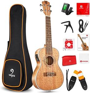 Concert Ukulele, 23 Inch Ukulele Concert Mahogany Electric Kit for Beginner Starter Bundle Professional Four String Ukelele Hawaiian Uke Bundle, By Vangoa