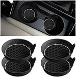 XINLIYA 4PCS Bling Car Cup Holder Coaster, Universal Crystal Rhinestone Anti-Slip Cup Holder Insert Coaster, Waterproof Round Shape Auto Drink Mat, Vehicle Interior Accessories for SUV Truck (Black)