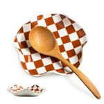 Miamolo Spoon Rest for Stove Top, Checkered Coffee Spoon Rest, Ceramic Spoon Holder for Kitchen Counter Cooking Utensil Rest, Modern Farmhouse Kitchen DéCor