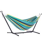 Vivere Double Cotton Combo Hammock with Stand, Cayo Reef