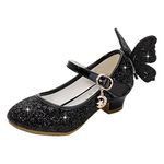 Little Girls Princess Shoes Sequins Sweet Bows High Heel Wedding Party Dress Shoes Sandals Size 10 Bright Diamond Christmas Festival Sandals Black