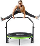 BCAN 40"/48" Foldable Mini Trampoline, Rebounder Trampoline for Adults, U/T Shape Adjustable Foam Handle, Exercise Rebounder for Kids Adults Indoor/Garden Workout, Max Load 330lbs/440lbs