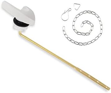 Universal Front Mount Toilet Handle Tank Flush Lever Replacement Handle with Stainless Steel Flapper Chains for Most Front Mount Toilets- White Finish Toilet Handle