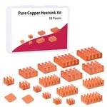 GeeekPi 18PCS Pure Copper Heatsinks for Raspberry Pi 5/ Pi 4B, CPU Cooler Heatsinks with Thermal Conductive Adhensive Tape Compatible with Raspberry Pi 5/Raspberry Pi 4 Model B