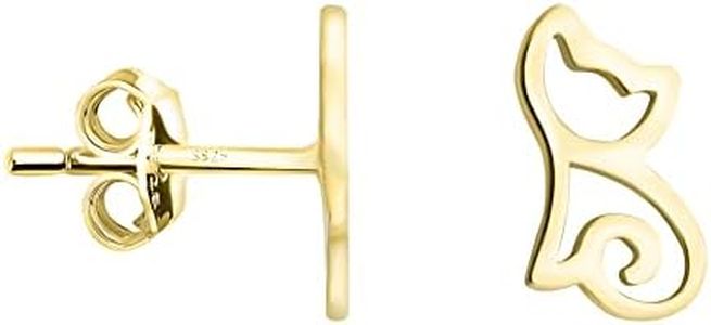 SOFIA MILANI - Pendientes para Mujeres en Plata de Ley 925 - Chapados en Oro - Pendiente de Botón de Gato - E2004