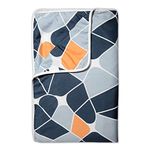 Divine Casa 120 GSM Polyester Reversible Lightweight Printed Single Bed AC Dohar Blanket - Navy Blue and Orange (Size 140 x 210 cm or 55 x 83 inch)