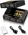 4K HDMI Switch Selector 60Hz, 5 in 1 Output 4K@60Hz HDMI Switcher Selector with Remote Compatible with NS, PS5/4/3, Xbox, Fire TV, Roku Stick, DVD PC Vision/Atmos (4K5INS102)