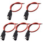 GTIWUNG 5Pcs 16AWG SAE Power Automotive Extension Cable 2 Pin Quick Disconnect Wire Harness SAE DC Connector Cord SAE Single Plug 12V 1Ft/30cm for Motorcycle, Car, Tractor