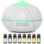 Essential Oil Diffuser Humidifier for Home: 500ML Aroma Air Diffusers with Oils Set for Bedroom - Electric Aromatherapy Vaporizer Scented Ultrasonic Cool Mist Humidifiers for Large Room (White)