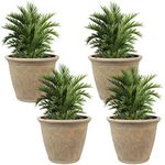 Sunnydaze Anjelica 24" Double-Walled Polyresin Outdoor Planter with UV-Resistant Beige Finish - Set of 4